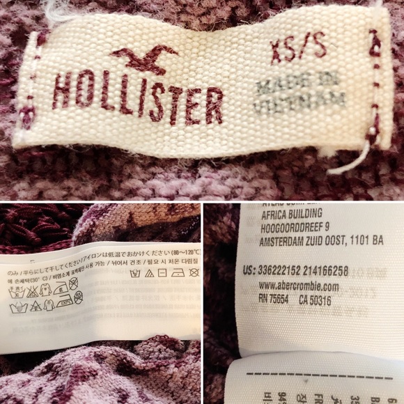 HOLLISTER Bohemian Burgundy Shawl Poncho Cardigan with Fringe Detail Size XS/S - Picture 11 of 11
